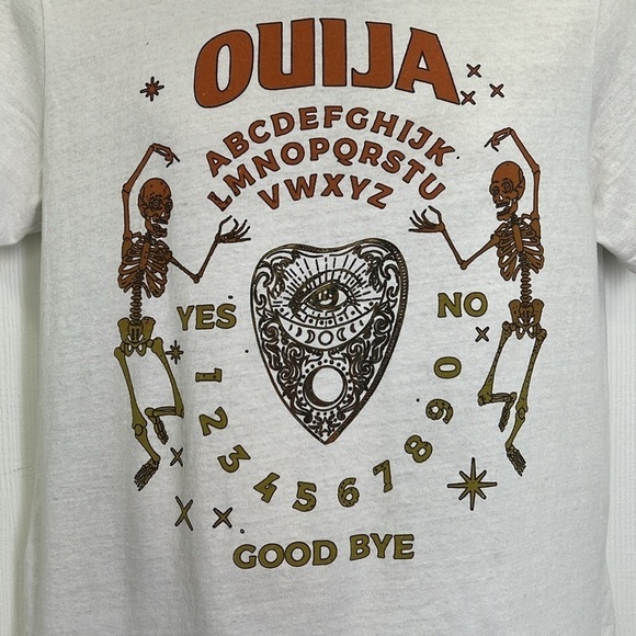 OUIJA - Colorful OUIJA Board Skeleton Graphic Short Sleeve White T Size Large - Picture 3 of 8
